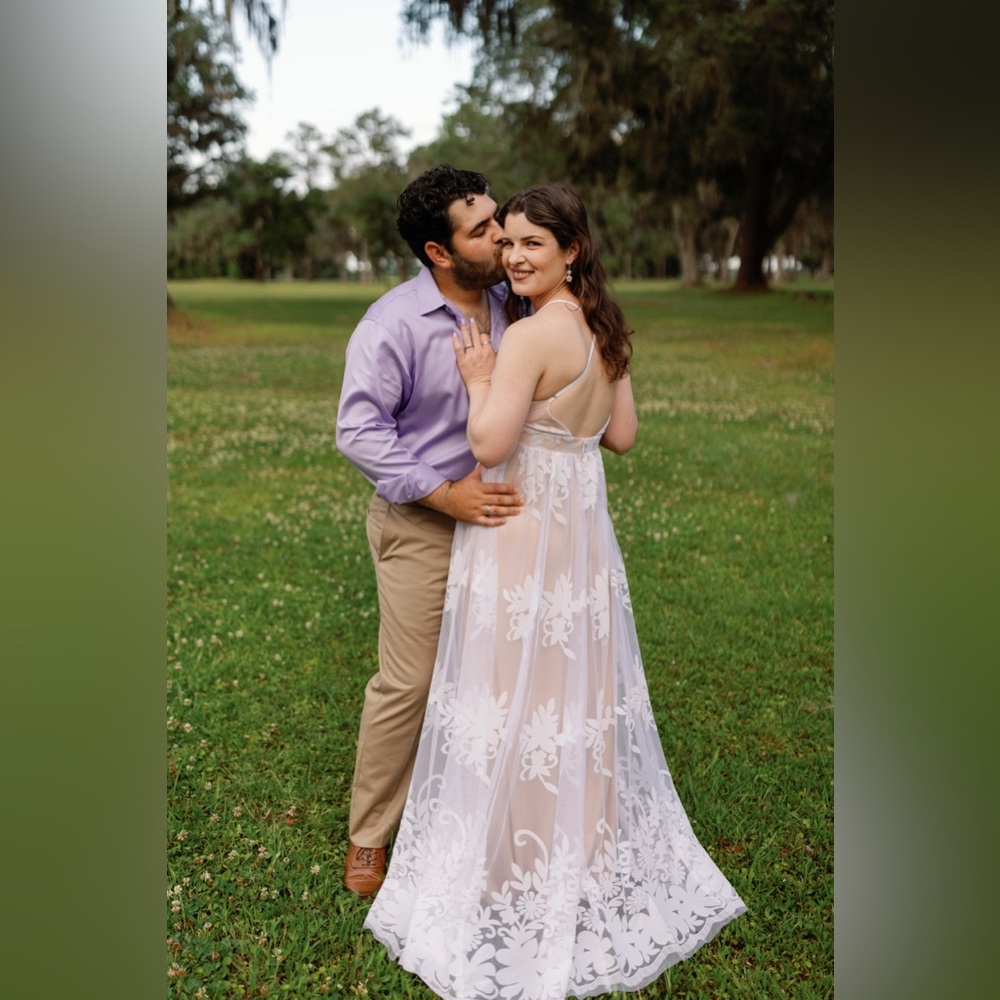 Long White Dress With Slit - Picture 4 of 9
